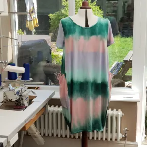 Airy  Jersey Baggy Summer Dress Tunic Short Sleeve Plus Size [L1157_GREEN]