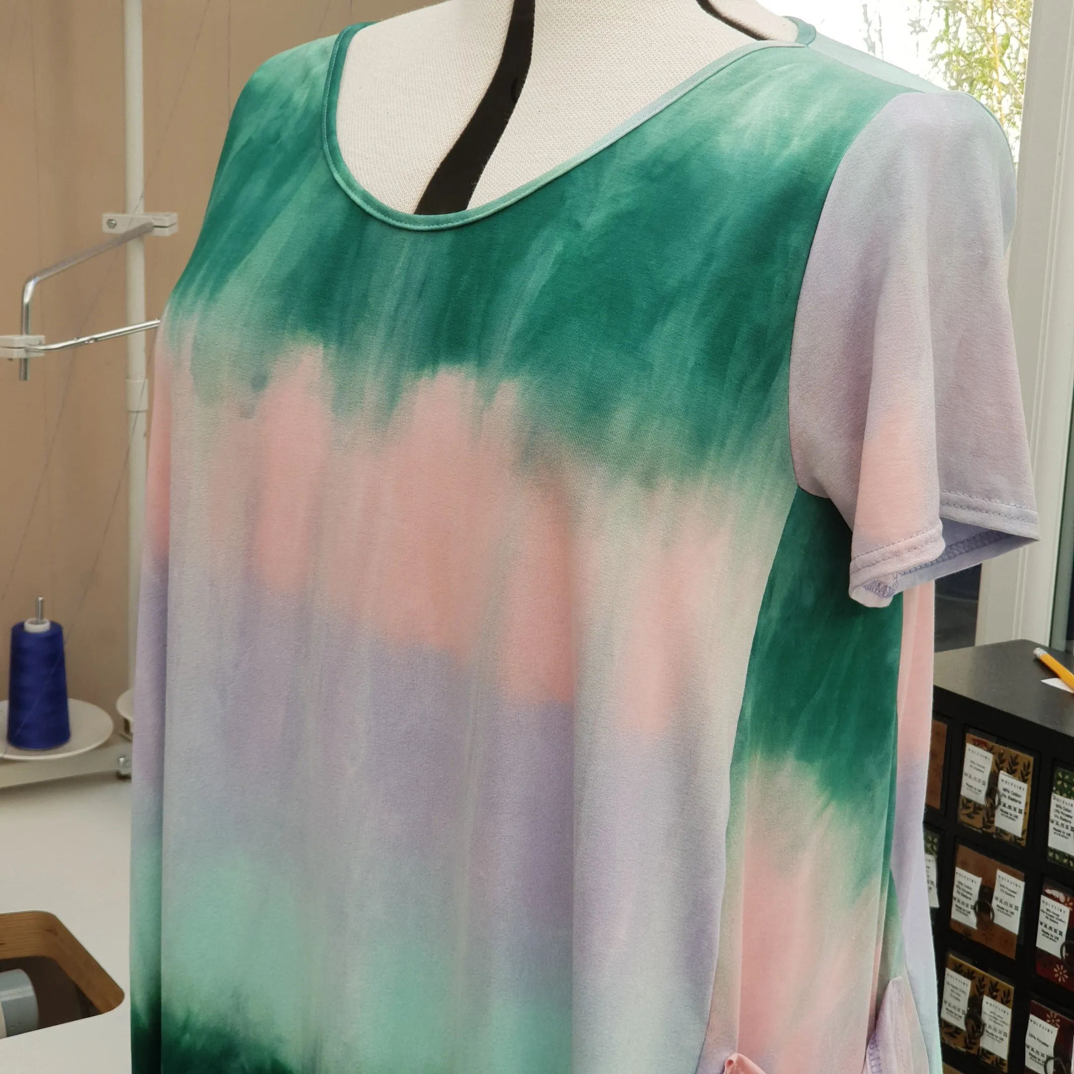 Airy  Jersey Baggy Summer Dress Tunic Short Sleeve Plus Size [L1157_GREEN]