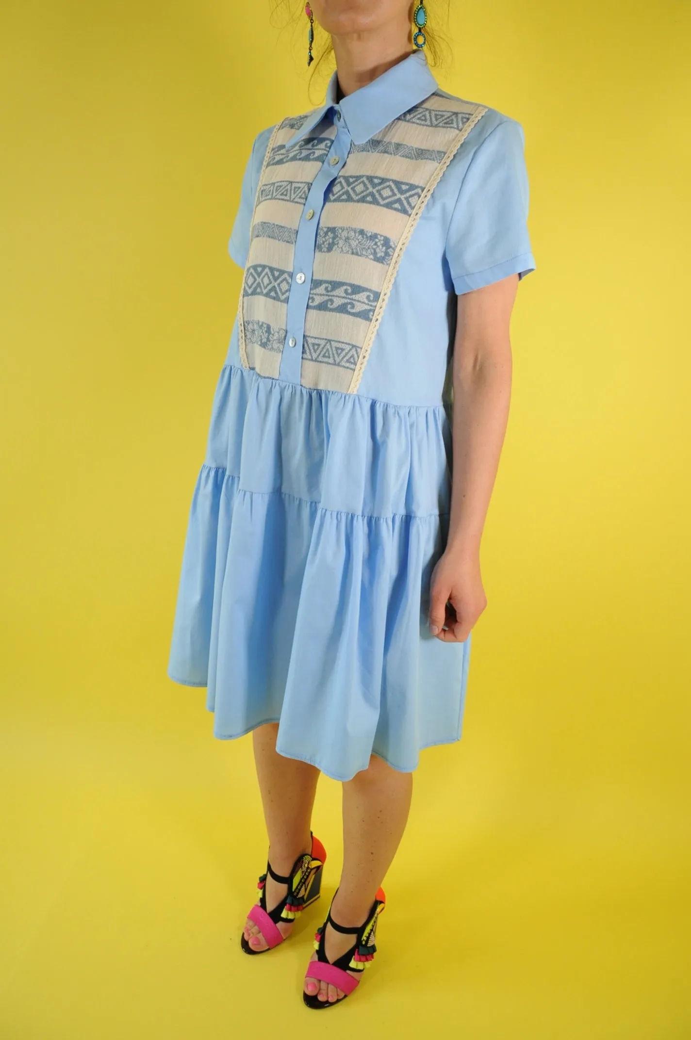 Baby blue shirt dress