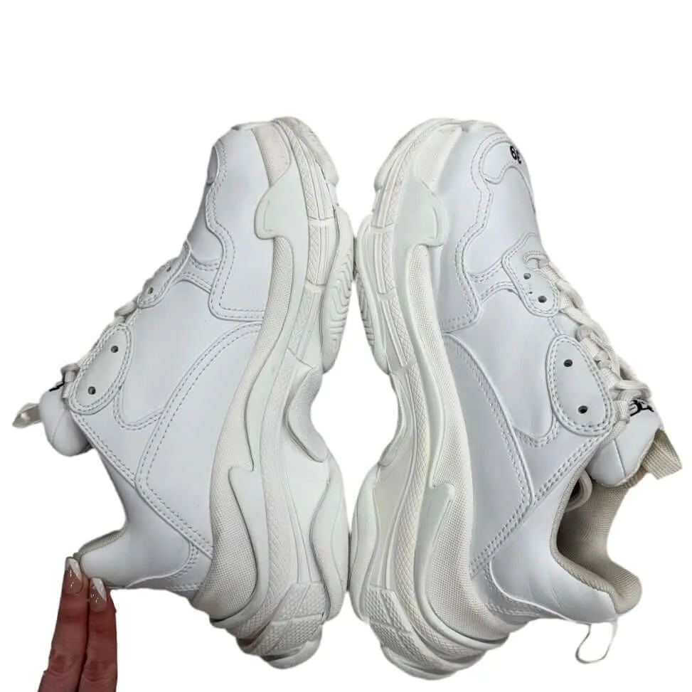 Balenciaga Triple S Synthetic Leather Triple White Sneaker
