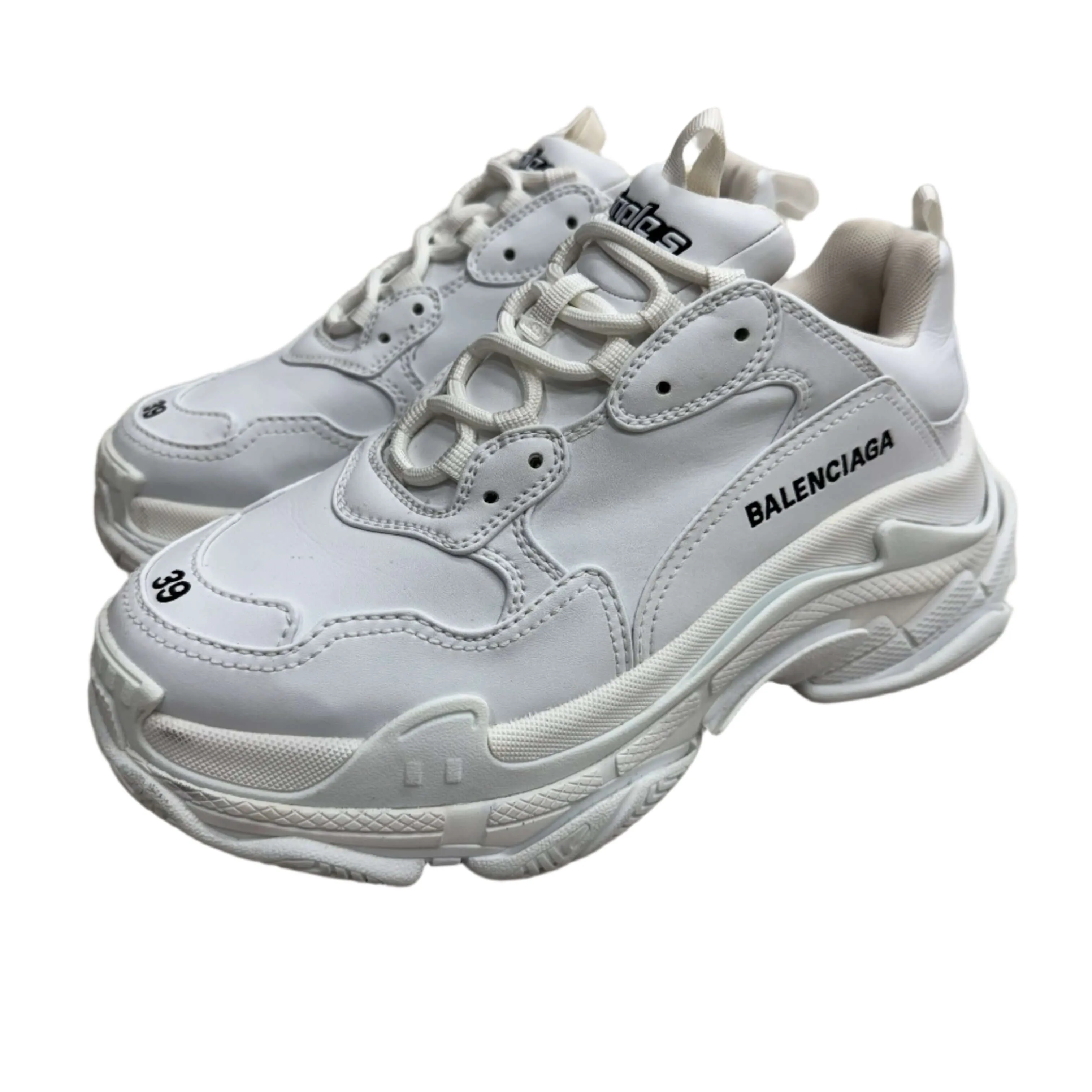 Balenciaga Triple S Synthetic Leather Triple White Sneaker