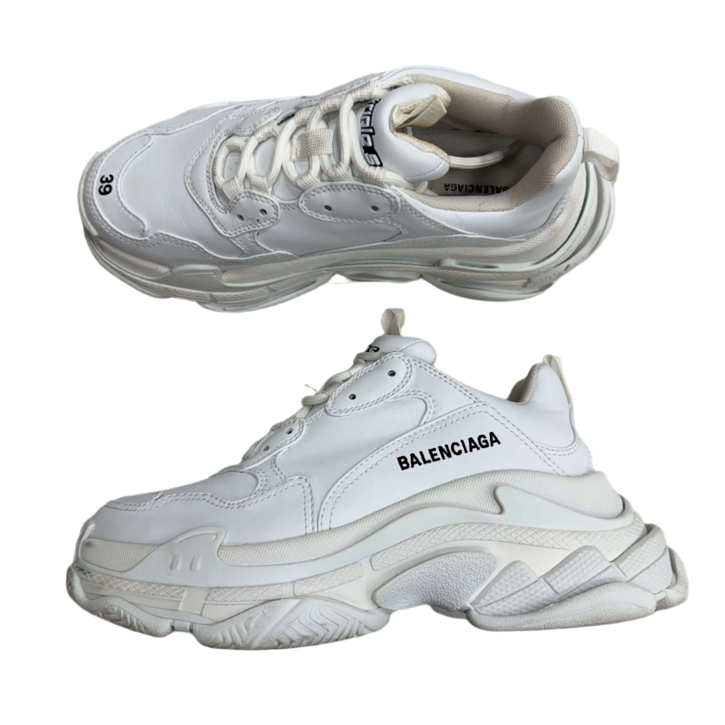 Balenciaga Triple S Synthetic Leather Triple White Sneaker