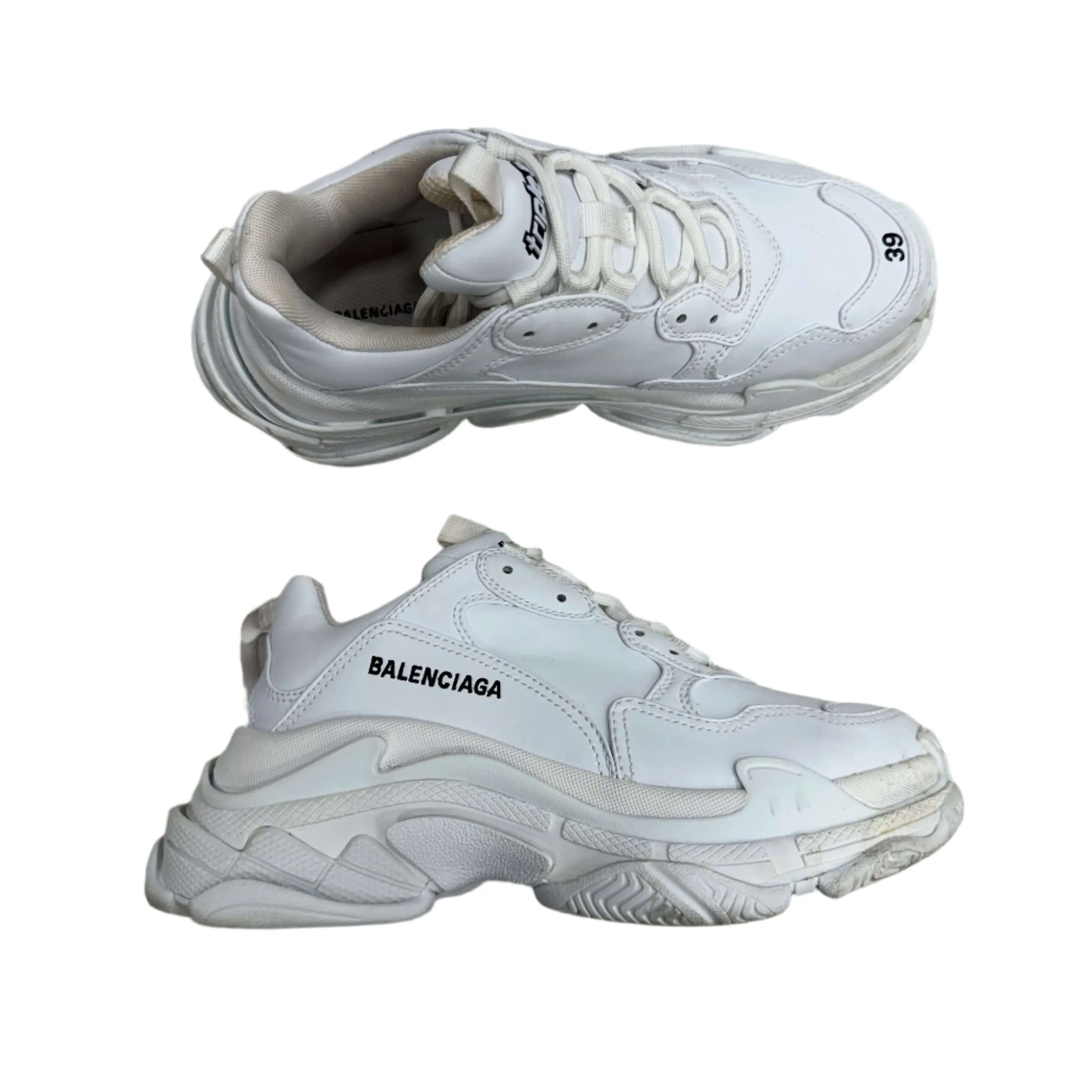 Balenciaga Triple S Synthetic Leather Triple White Sneaker