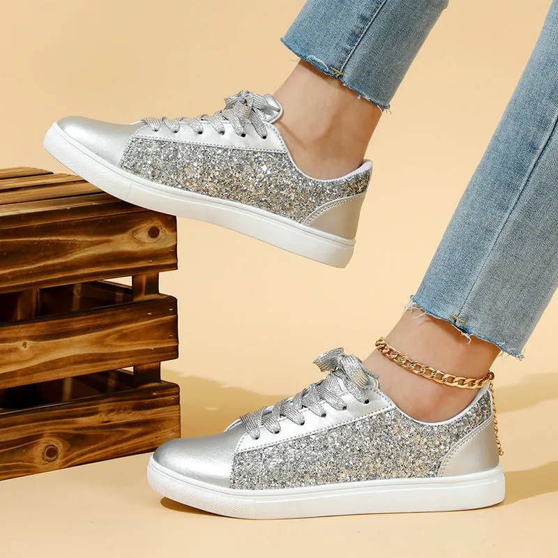 Belifi Casual Glossy Fashionable Flat Bottomed Sneakers