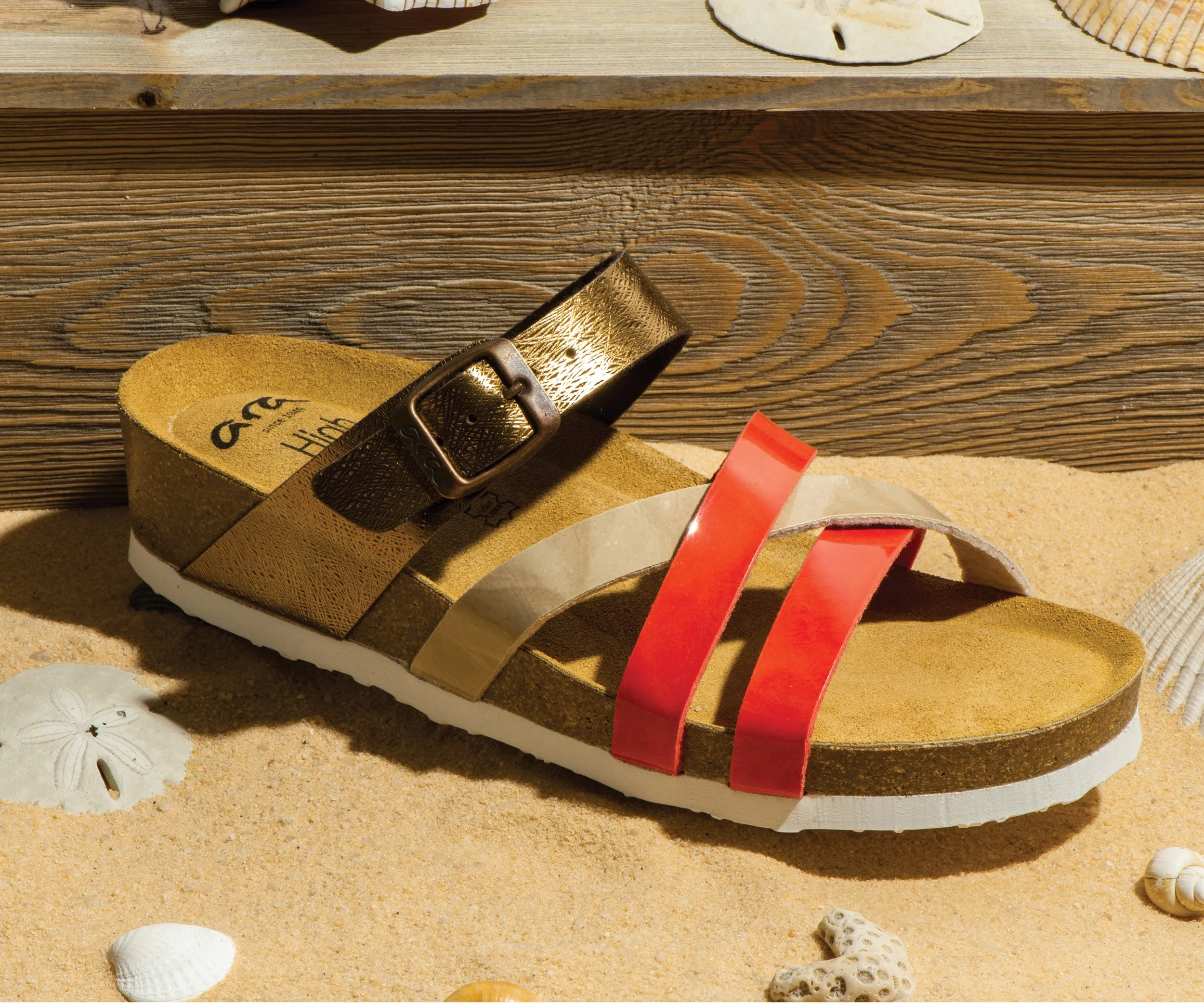 Beth Women's Cork Wedge Slide Sandal - Coral 09