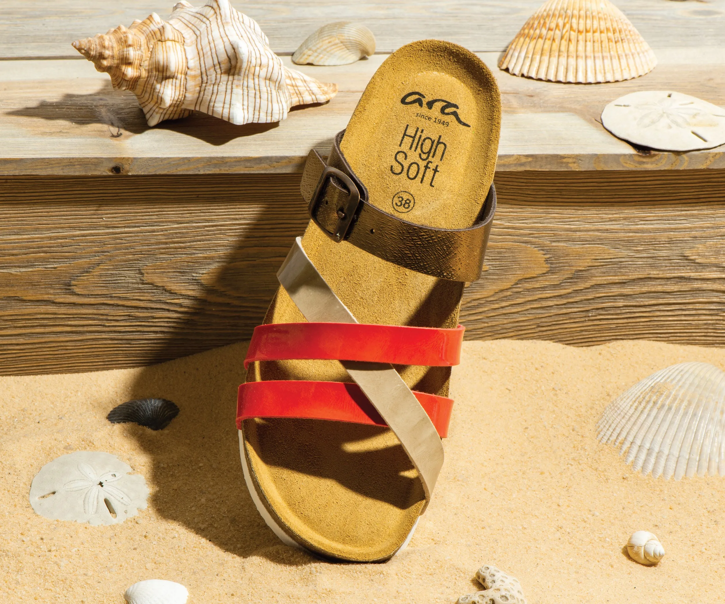 Beth Women's Cork Wedge Slide Sandal - Coral 09