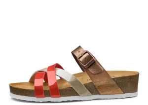 Beth Women's Cork Wedge Slide Sandal - Coral 09