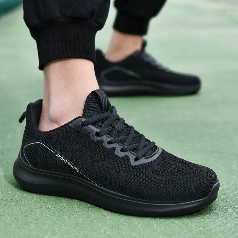 binfenxie Classic Mens Sneakers Casual Mesh Breathable Jogging Gym Shoes Men Plus Size Trainers Soft Bottom Durable Black Men Sneaker