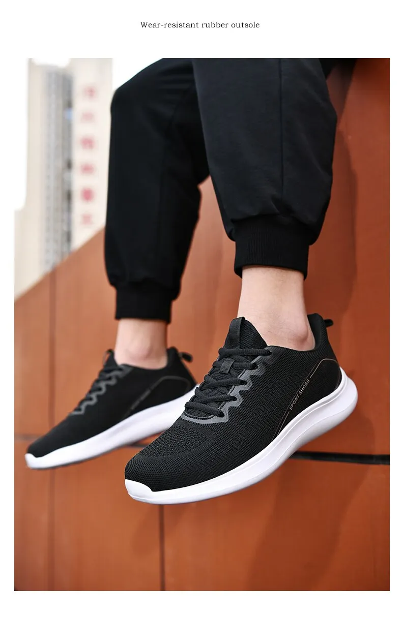 binfenxie Classic Mens Sneakers Casual Mesh Breathable Jogging Gym Shoes Men Plus Size Trainers Soft Bottom Durable Black Men Sneaker