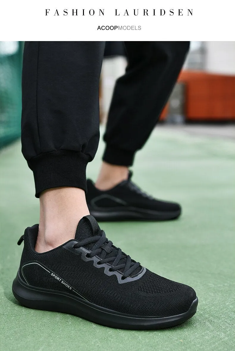 binfenxie Classic Mens Sneakers Casual Mesh Breathable Jogging Gym Shoes Men Plus Size Trainers Soft Bottom Durable Black Men Sneaker
