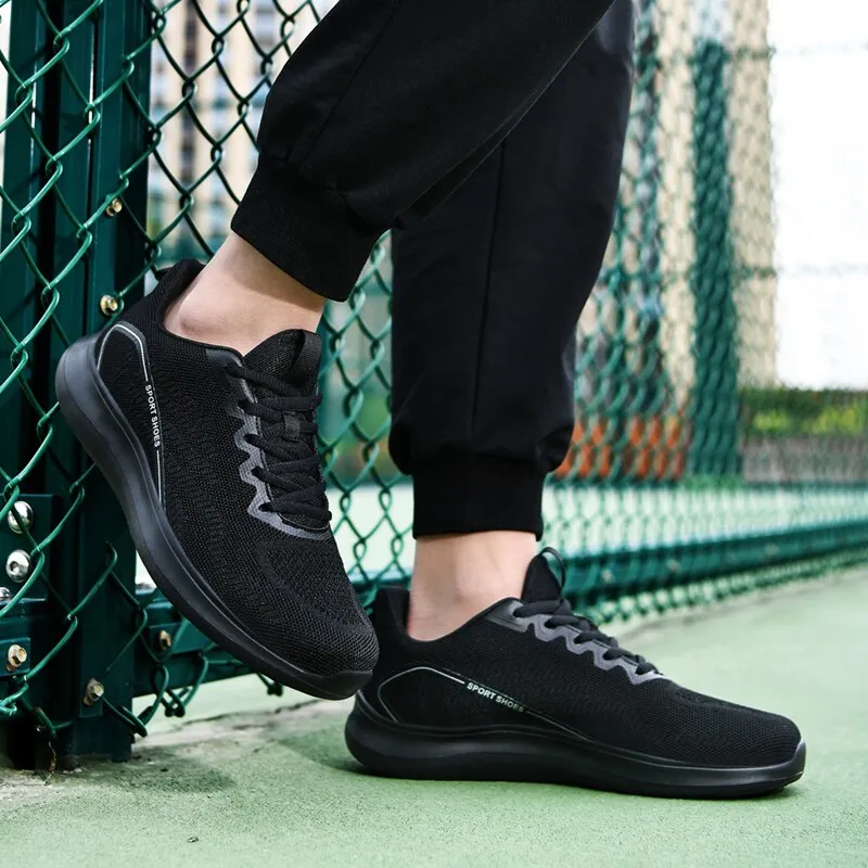 binfenxie Classic Mens Sneakers Casual Mesh Breathable Jogging Gym Shoes Men Plus Size Trainers Soft Bottom Durable Black Men Sneaker