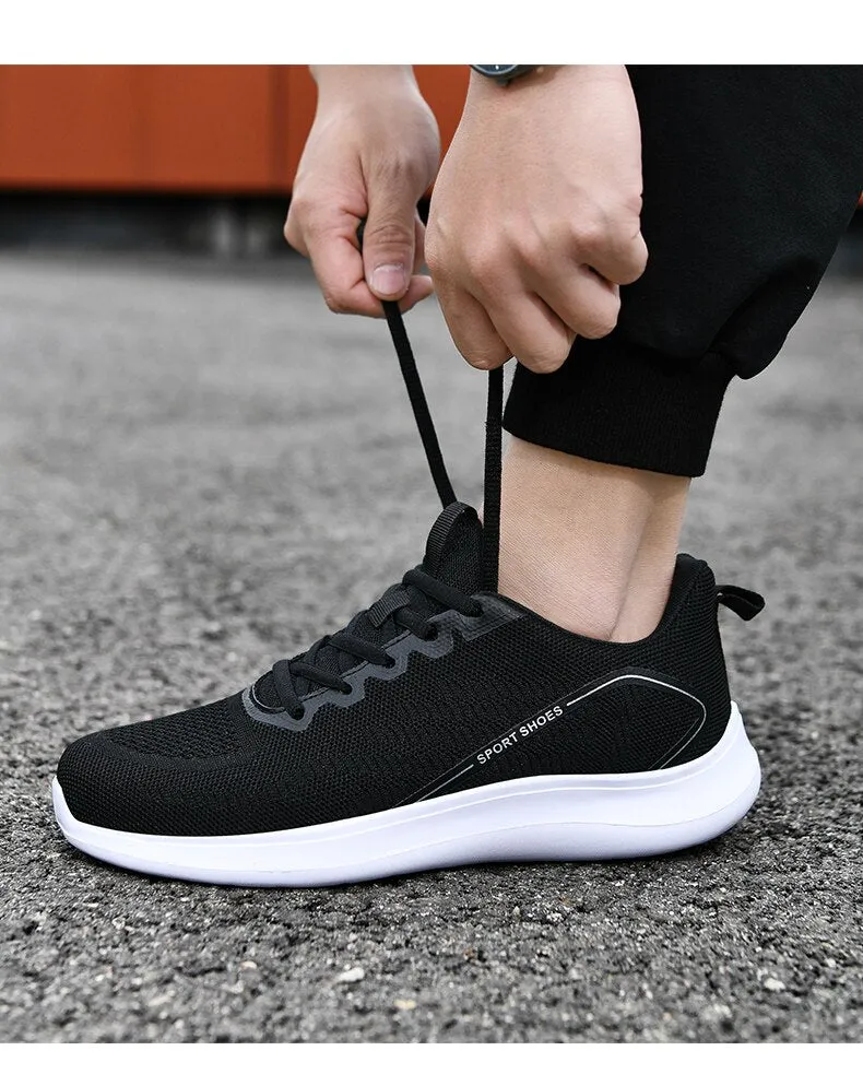 binfenxie Classic Mens Sneakers Casual Mesh Breathable Jogging Gym Shoes Men Plus Size Trainers Soft Bottom Durable Black Men Sneaker