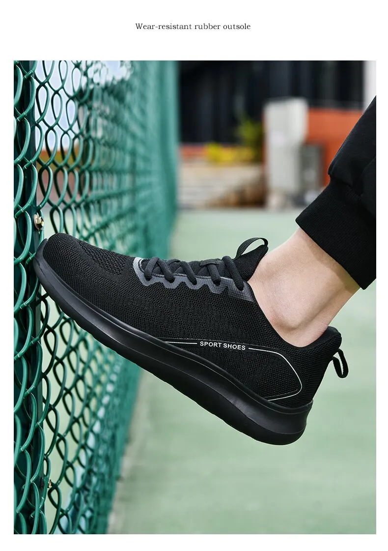 binfenxie Classic Mens Sneakers Casual Mesh Breathable Jogging Gym Shoes Men Plus Size Trainers Soft Bottom Durable Black Men Sneaker