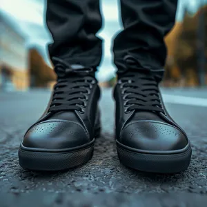Black Leather  Lace Up Crystal Crest Sneakers  With White Sole - Summer 2024 Collection