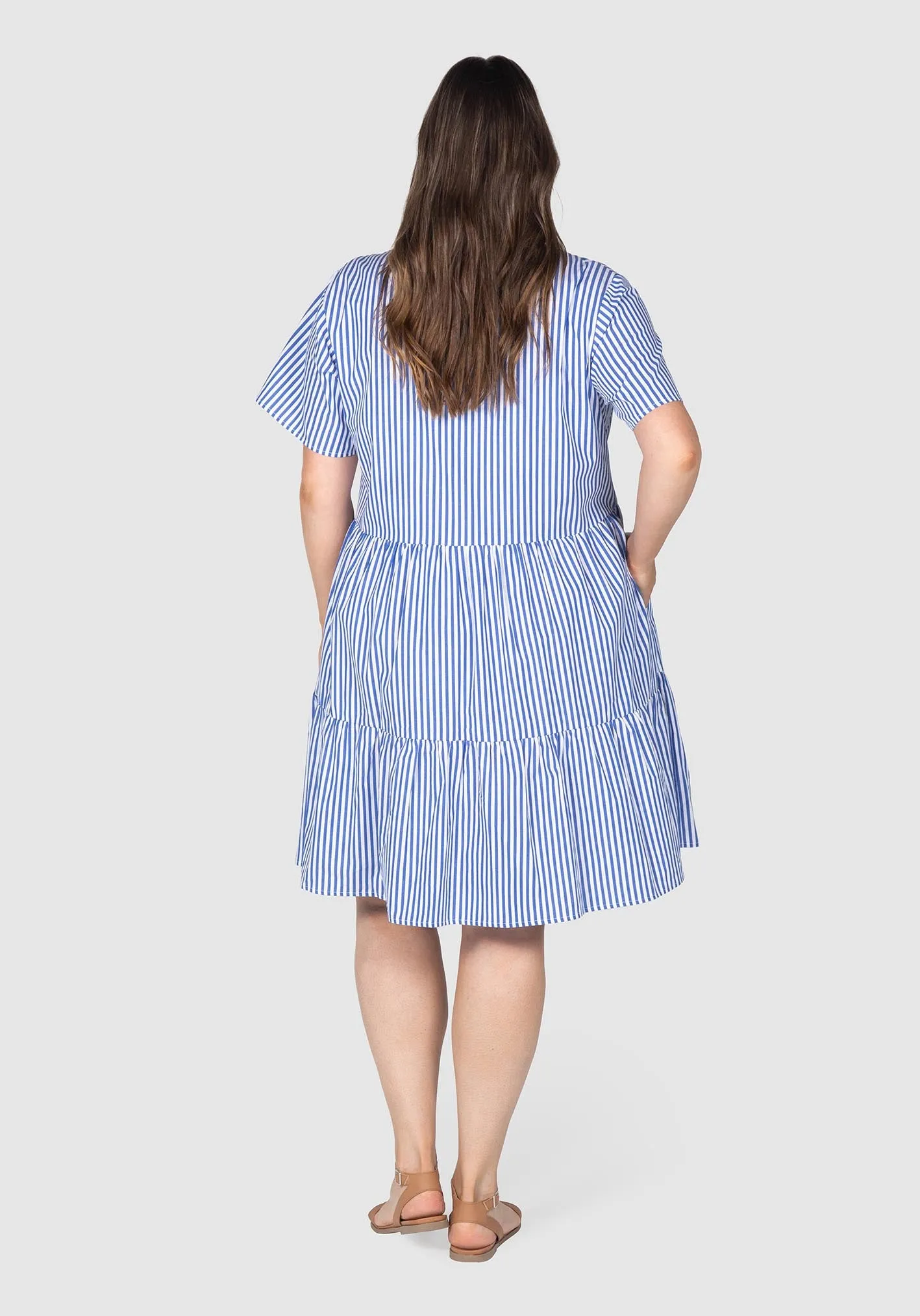 Bonnie Stripe Cotton Shirt Dress  - Blue/white