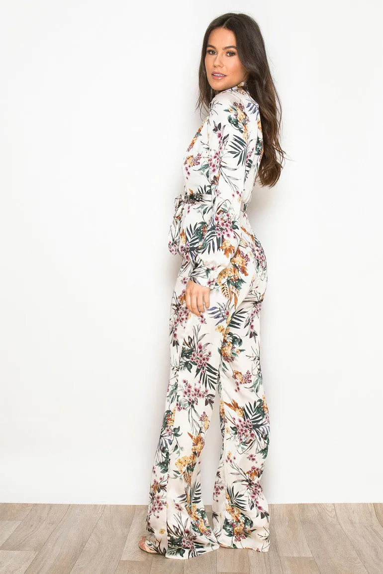 CARA FIT & FLARE JUMPSUIT - TROPICAL PRINT