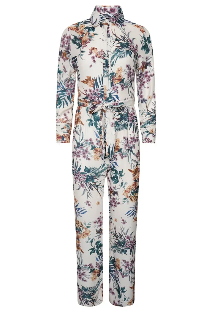 CARA FIT & FLARE JUMPSUIT - TROPICAL PRINT