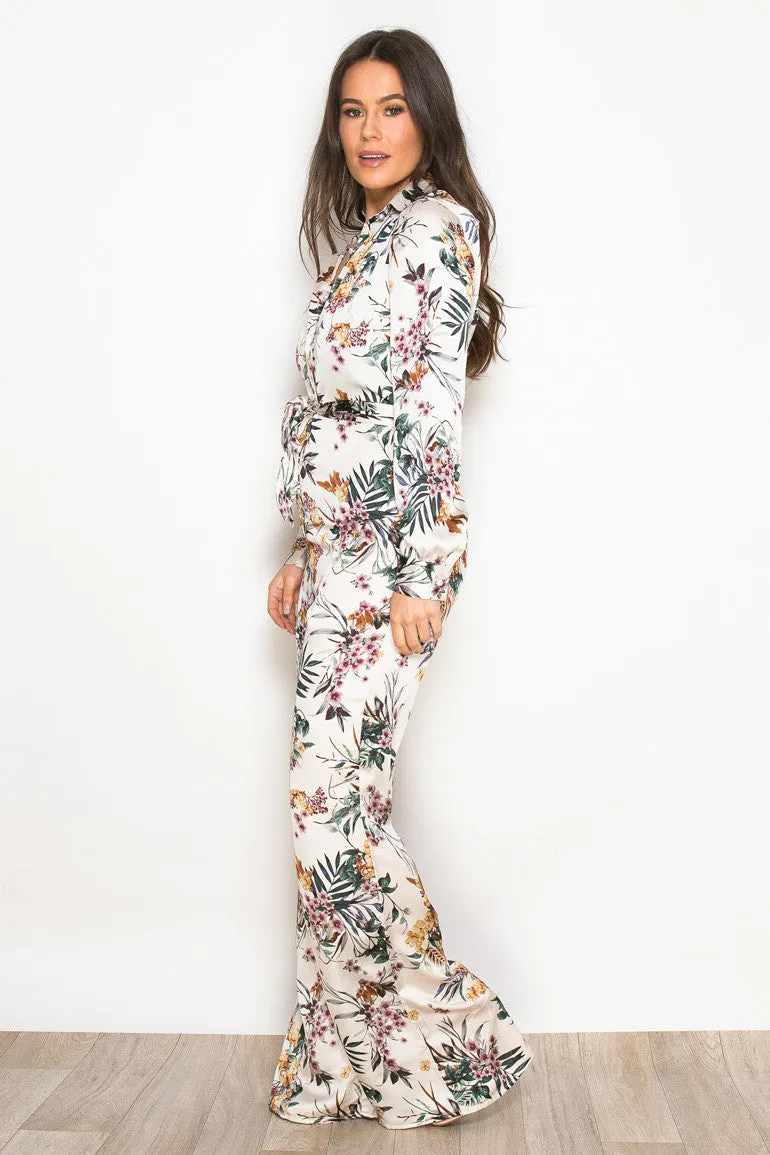 CARA FIT & FLARE JUMPSUIT - TROPICAL PRINT