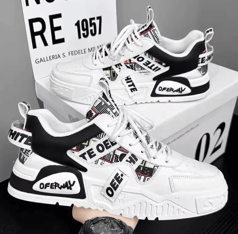 Casual Fashion Leather Sneakers for Men – Skateboard, Running & Hiking Sports Shoes