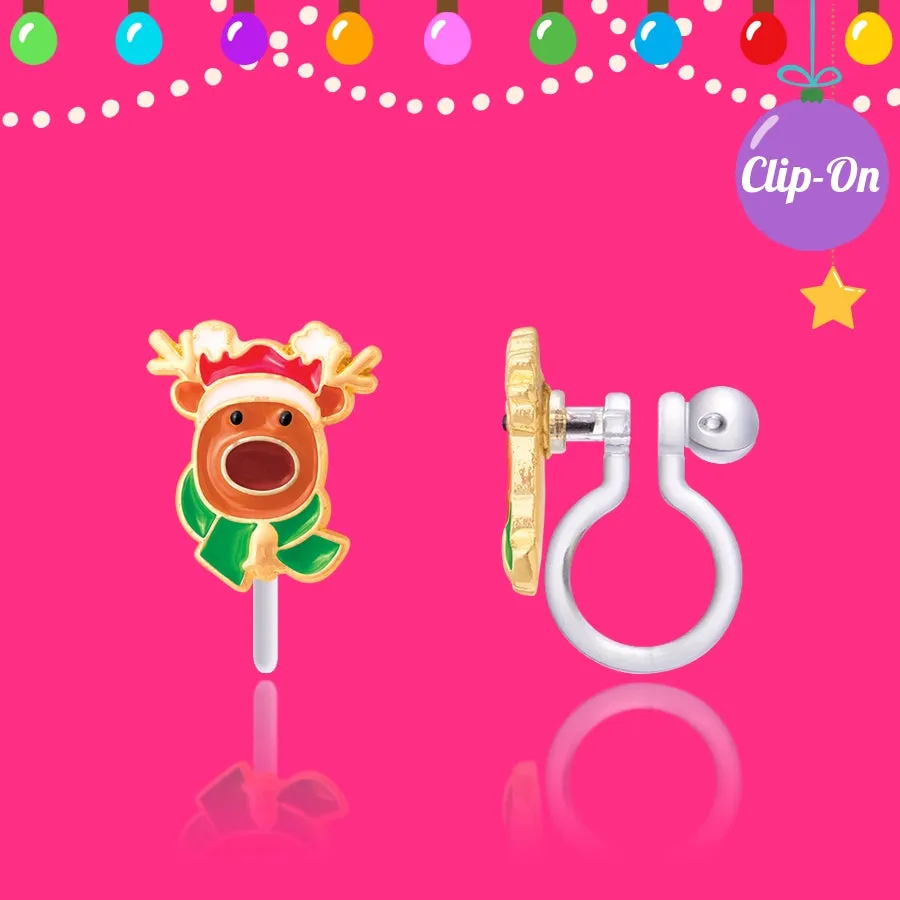 Christmas Reindeer Magic Cutie Clip-on Earrings