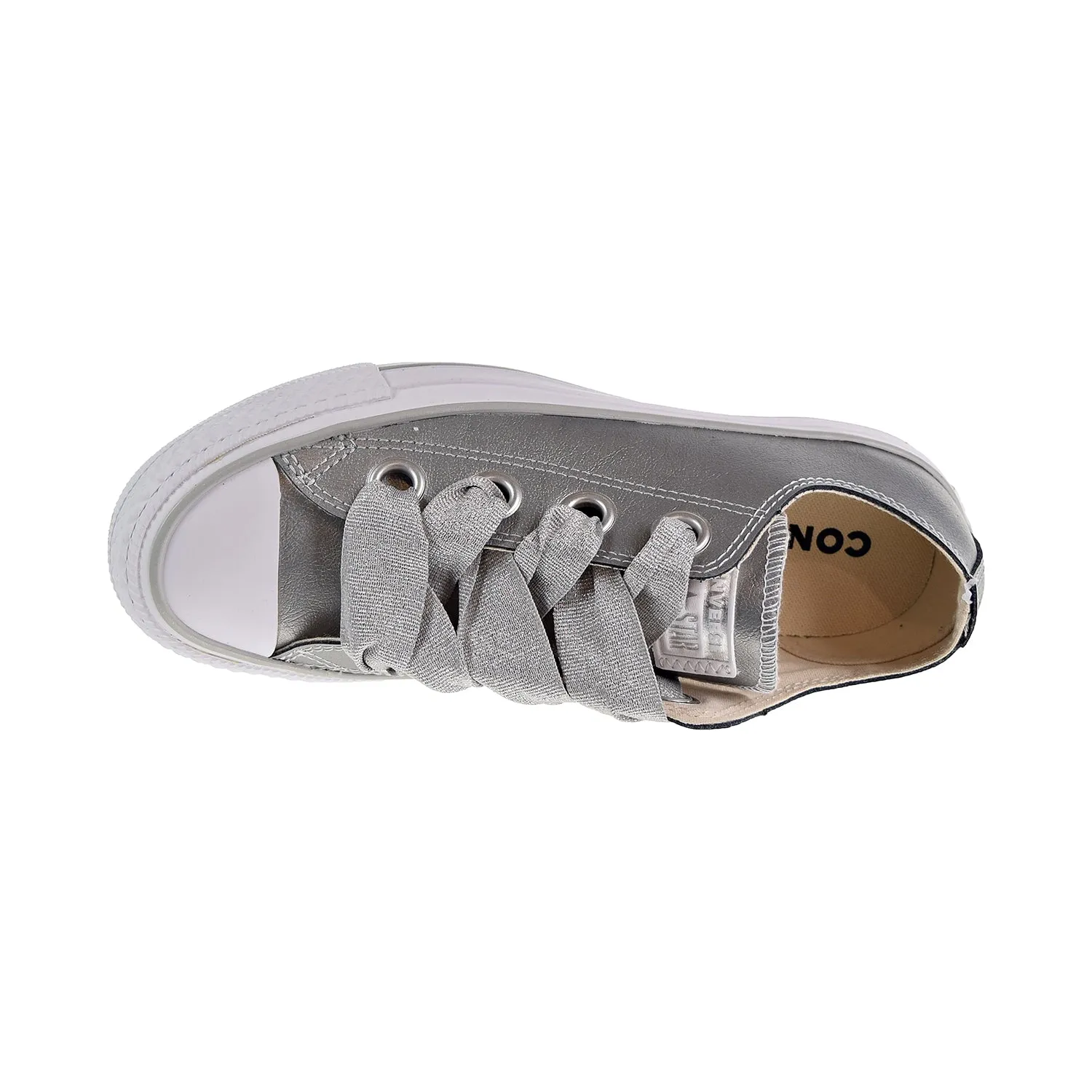 Converse Chuck Taylor All Star Big Eyelets Ox Womens Shoes Metallic Silver/White