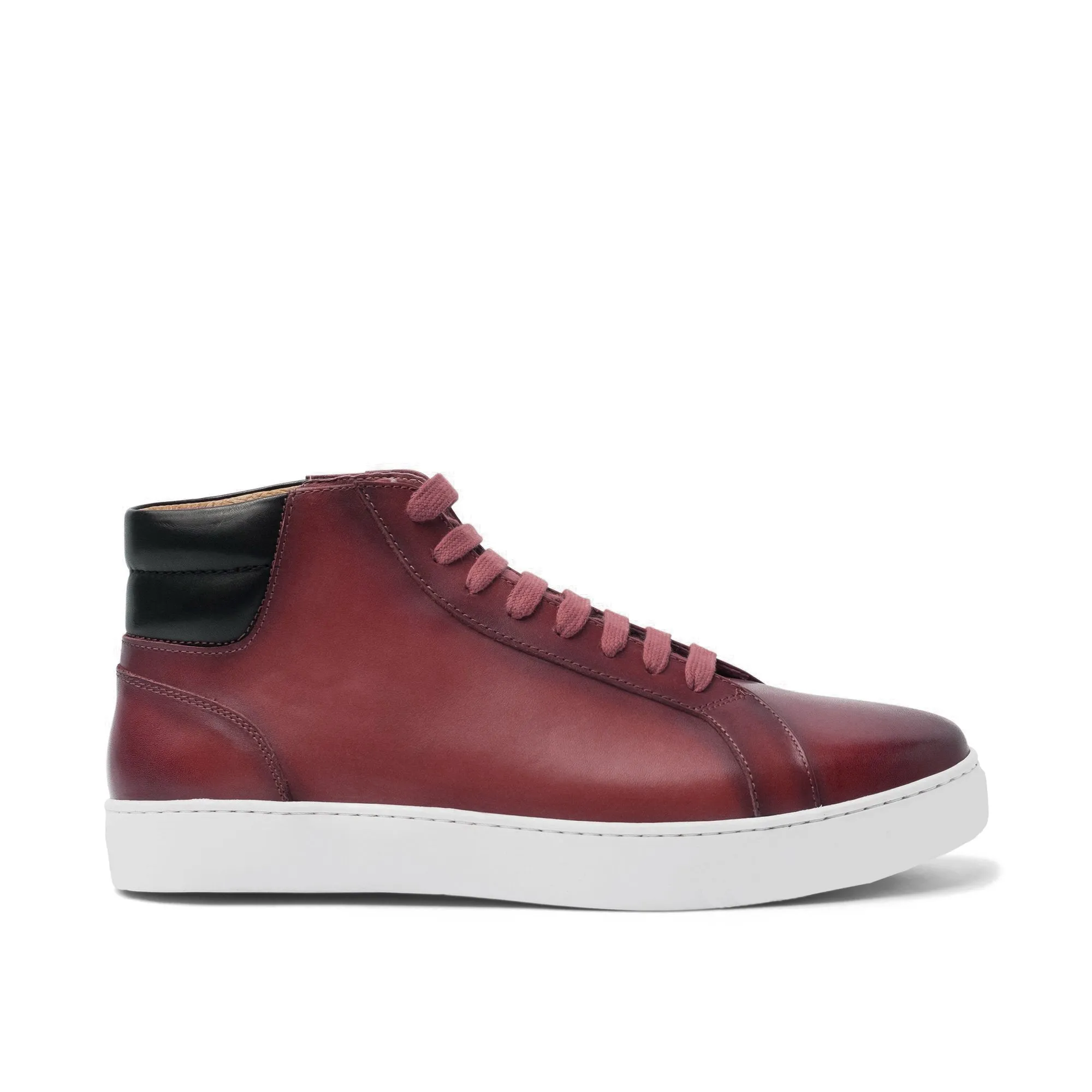 Dark Red Leather Angus Sneaker Boots