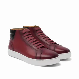 Dark Red Leather Angus Sneaker Boots