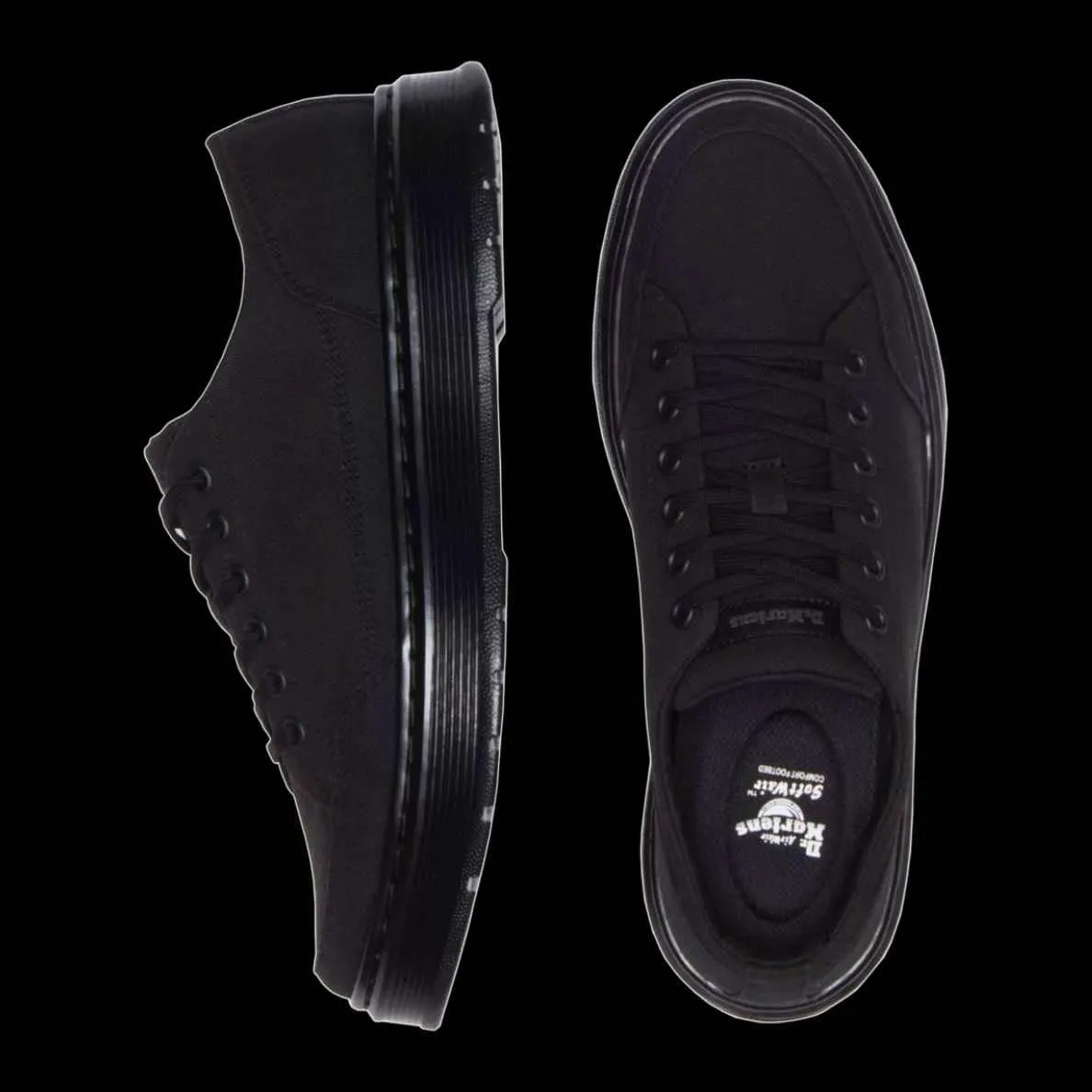 Dr Martens - 6 Eyelet Black Brookline Canvas Shoes