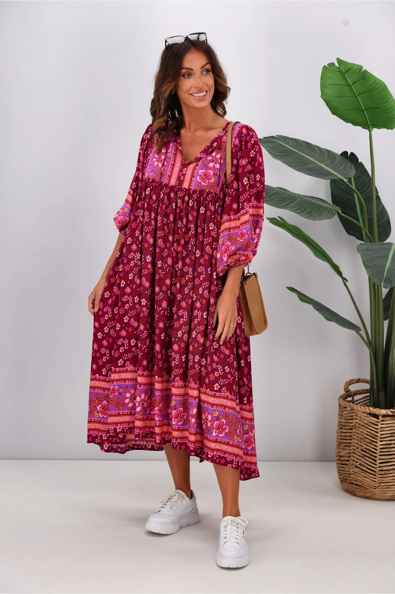 Dreamcatcher Brooke Midi Dress Pink Floral