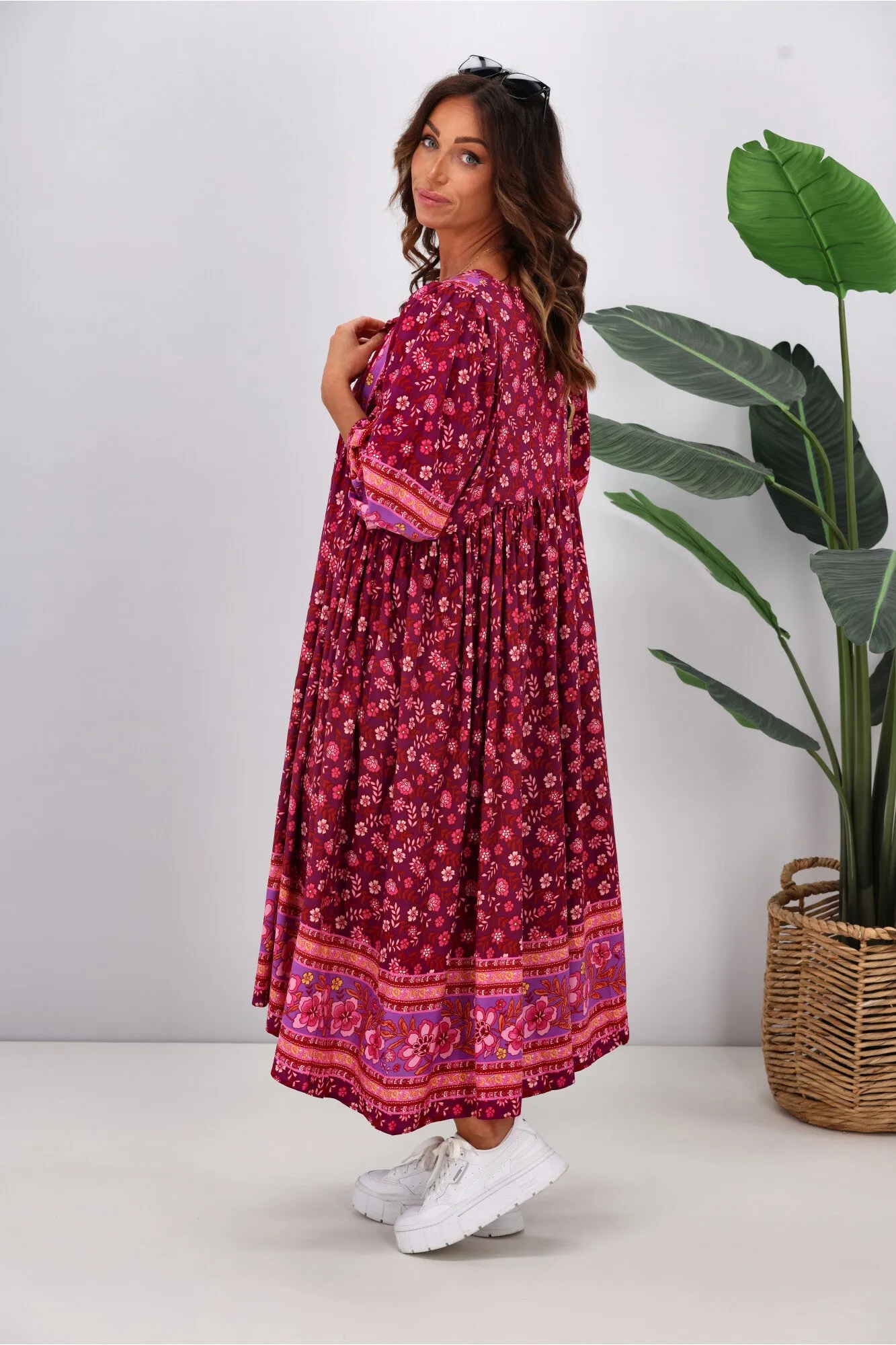 Dreamcatcher Brooke Midi Dress Pink Floral