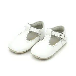 Elodie Scalloped Crib T-Strap - White