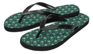 Geo Triangles Teal Flip Flop Sandals