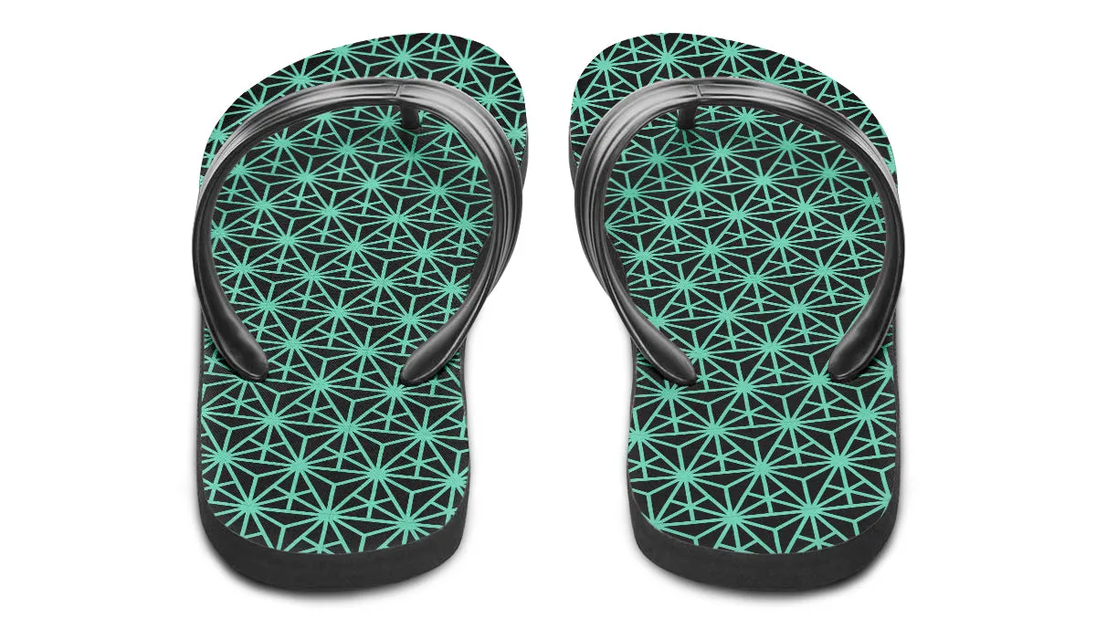 Geo Triangles Teal Flip Flop Sandals