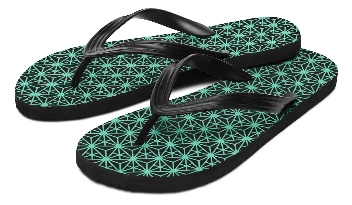 Geo Triangles Teal Flip Flop Sandals