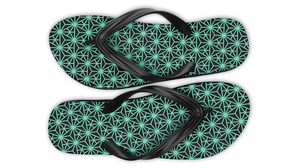Geo Triangles Teal Flip Flop Sandals