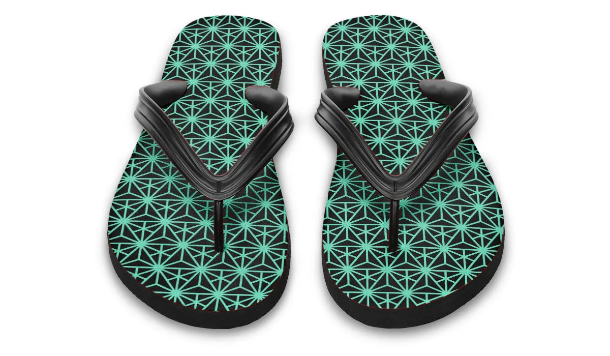 Geo Triangles Teal Flip Flop Sandals