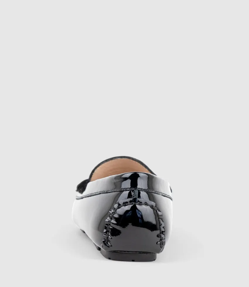 GRACEY Driving Moccasin in Black Patent