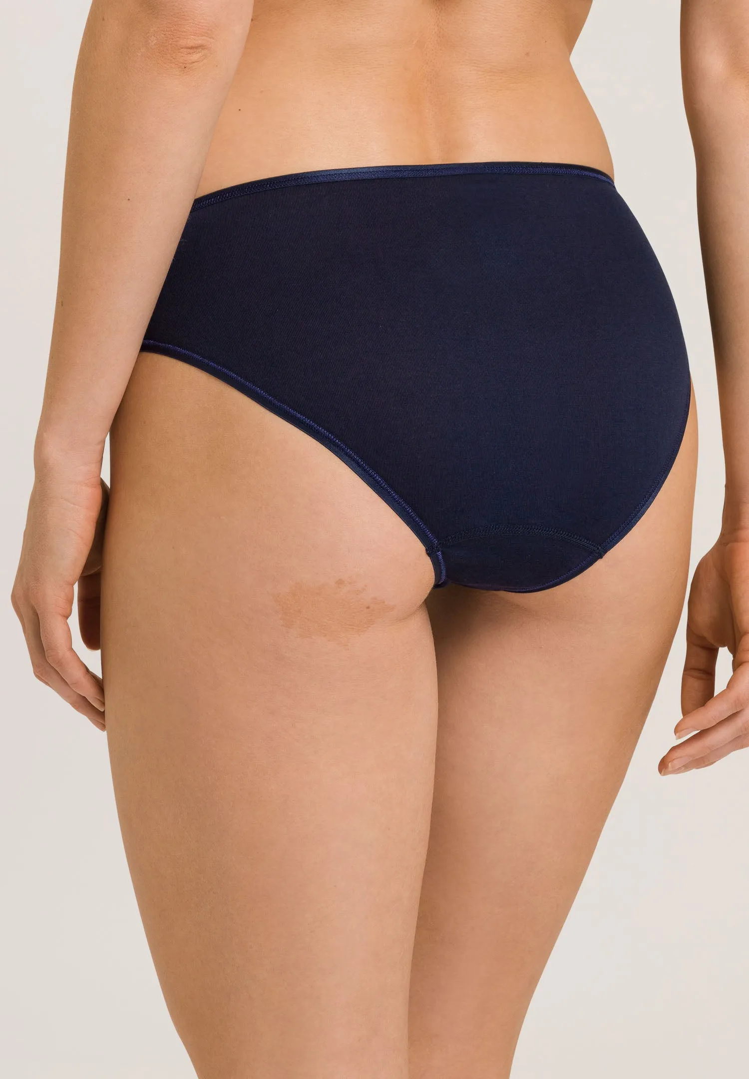 Hanro Cotton Seamless Midi (Hi Cut) Briefs - Deep Navy