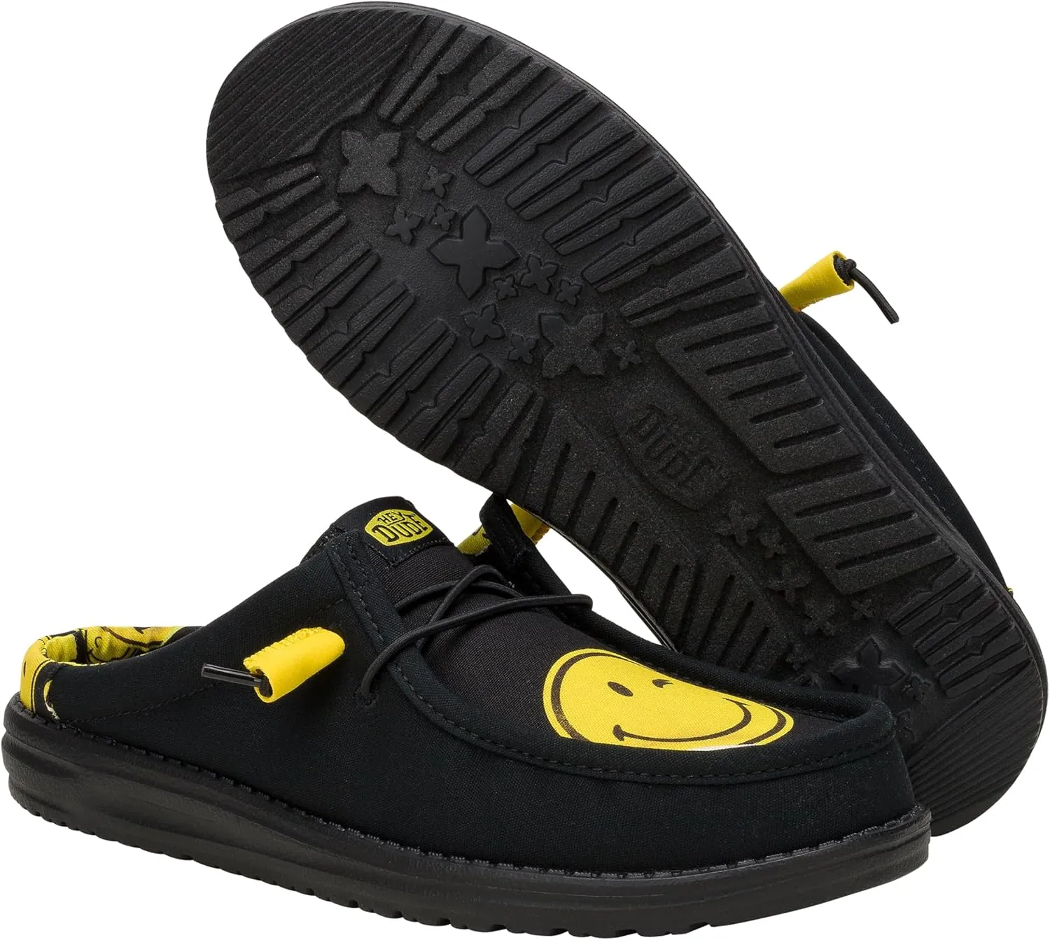 HEYDUDE Wally Slip Smiley Mens Shoes, Men's Slip-on Loafers, Comfortable & Light-Weight