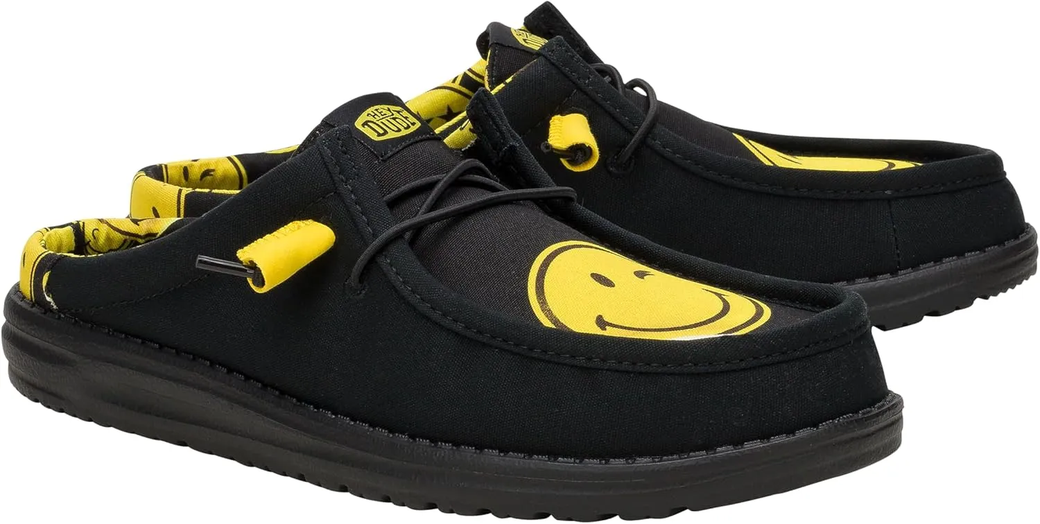 HEYDUDE Wally Slip Smiley Mens Shoes, Men's Slip-on Loafers, Comfortable & Light-Weight