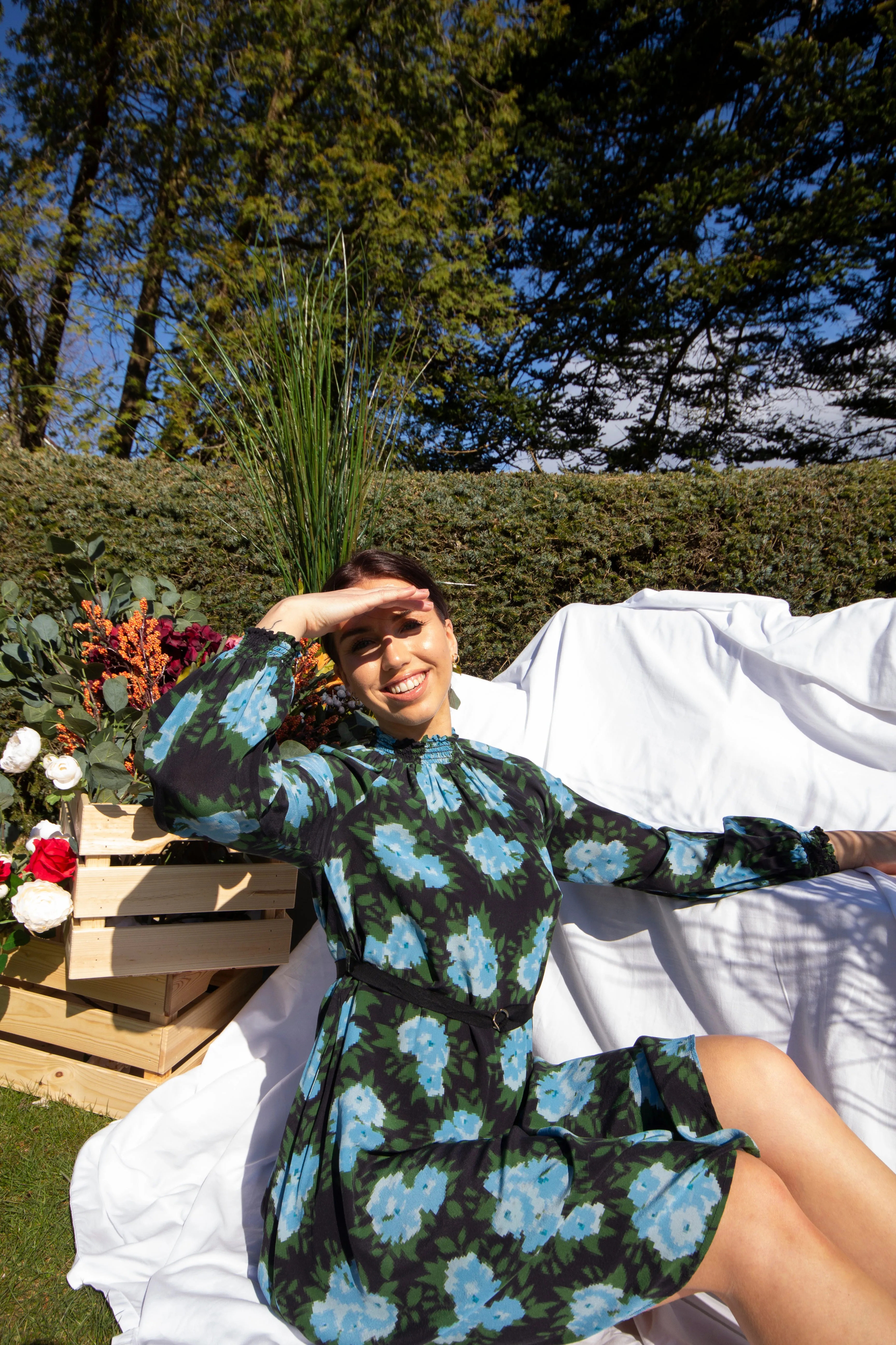 KATE SYLVESTER - Blue Flower Midi Dress