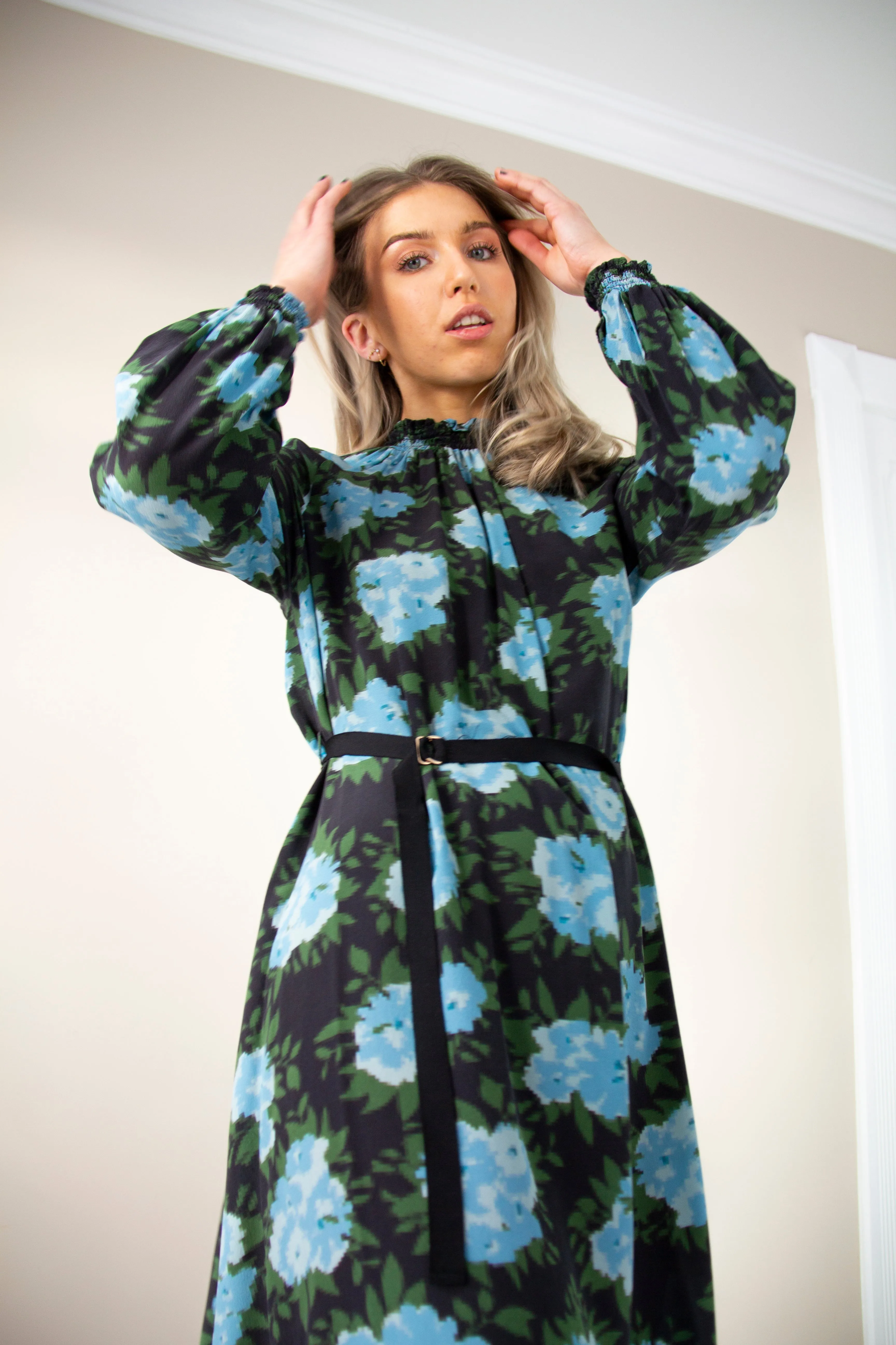KATE SYLVESTER - Blue Flower Midi Dress