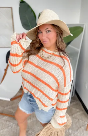 Kelly Natural/Orange Striped Knitted Top