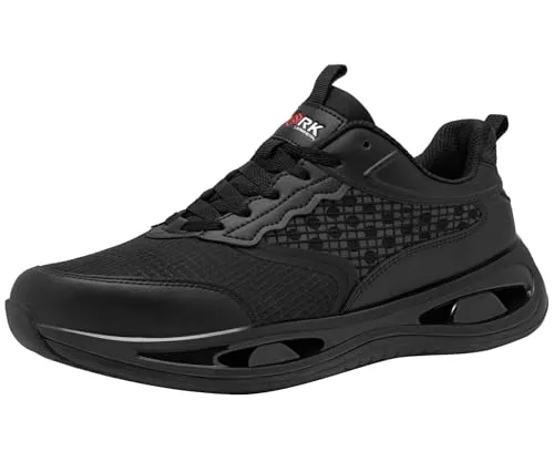 LARNMERN Steel Toe Shoes Men Breathable Work Sneakers Safety Lightweight Comfortable Tennis Shoe Indestructible Sneaker(10.5 Men, Light Black)