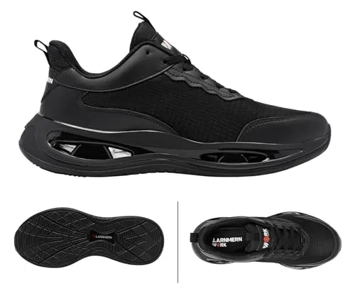 LARNMERN Steel Toe Shoes Men Breathable Work Sneakers Safety Lightweight Comfortable Tennis Shoe Indestructible Sneaker(10.5 Men, Light Black)