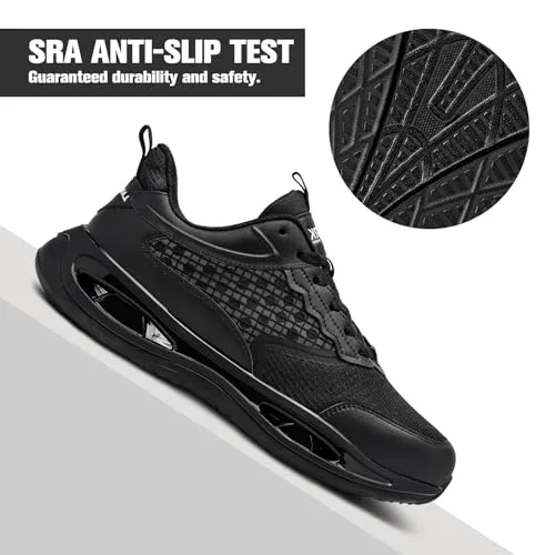 LARNMERN Steel Toe Shoes Men Breathable Work Sneakers Safety Lightweight Comfortable Tennis Shoe Indestructible Sneaker(10.5 Men, Light Black)