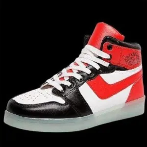 Led Sports Shoes Sneakers High Top Usb - Red