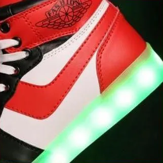 Led Sports Shoes Sneakers High Top Usb - Red