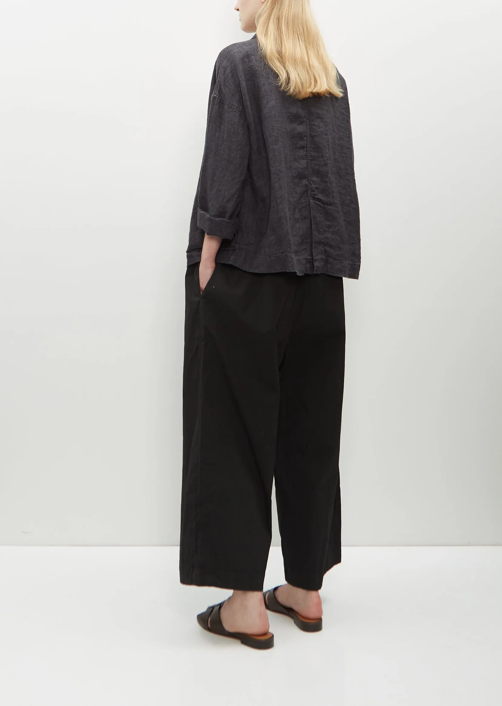 Linen Loose Blazer — Black