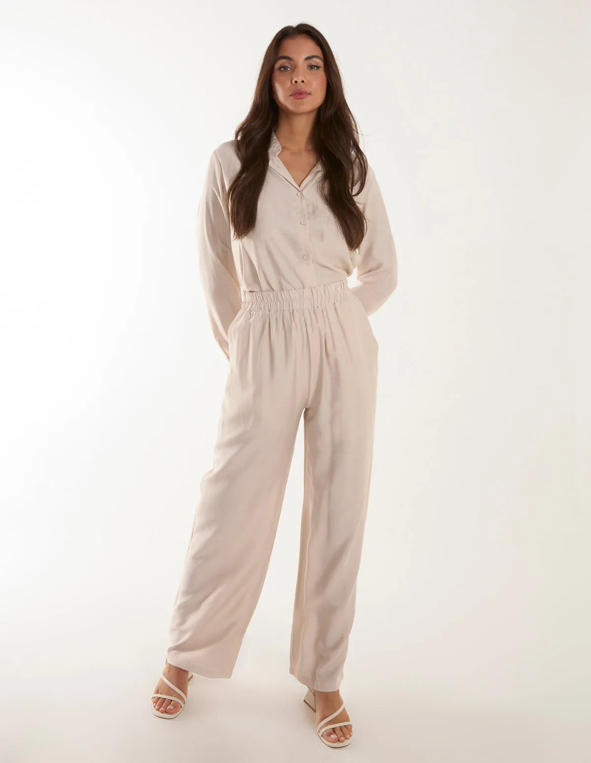 Linen Shirt and Flare Trouser Set